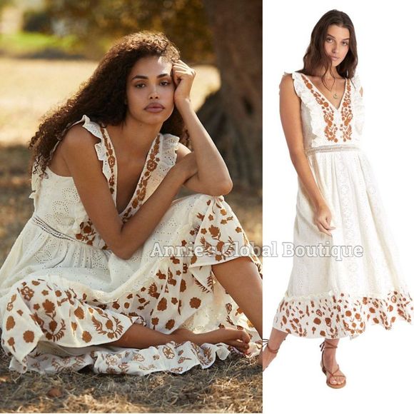 NWT, Anthropologie  Esperanza Embroidered Eyelet Maxi Dress - Picture 13 of 16